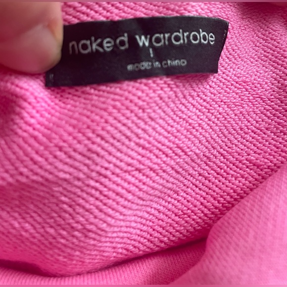 New Naked Wardrobe Women Pink Hoodie Size Large - Picture 5 of 9